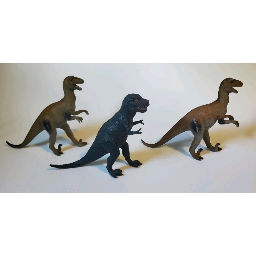 Vtg Imperial Dinosaur Toy Lot Tyrannosaurus/T-Rex & 2 Deinonychus Raptors 80/90s